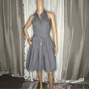 Michael Kors Blue and White Sleeveless Halter Sundress